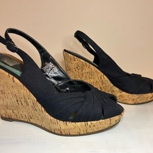 Black Wedge Sandals